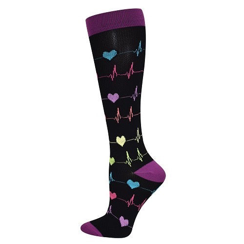 Hearts and EKG Compression Sock