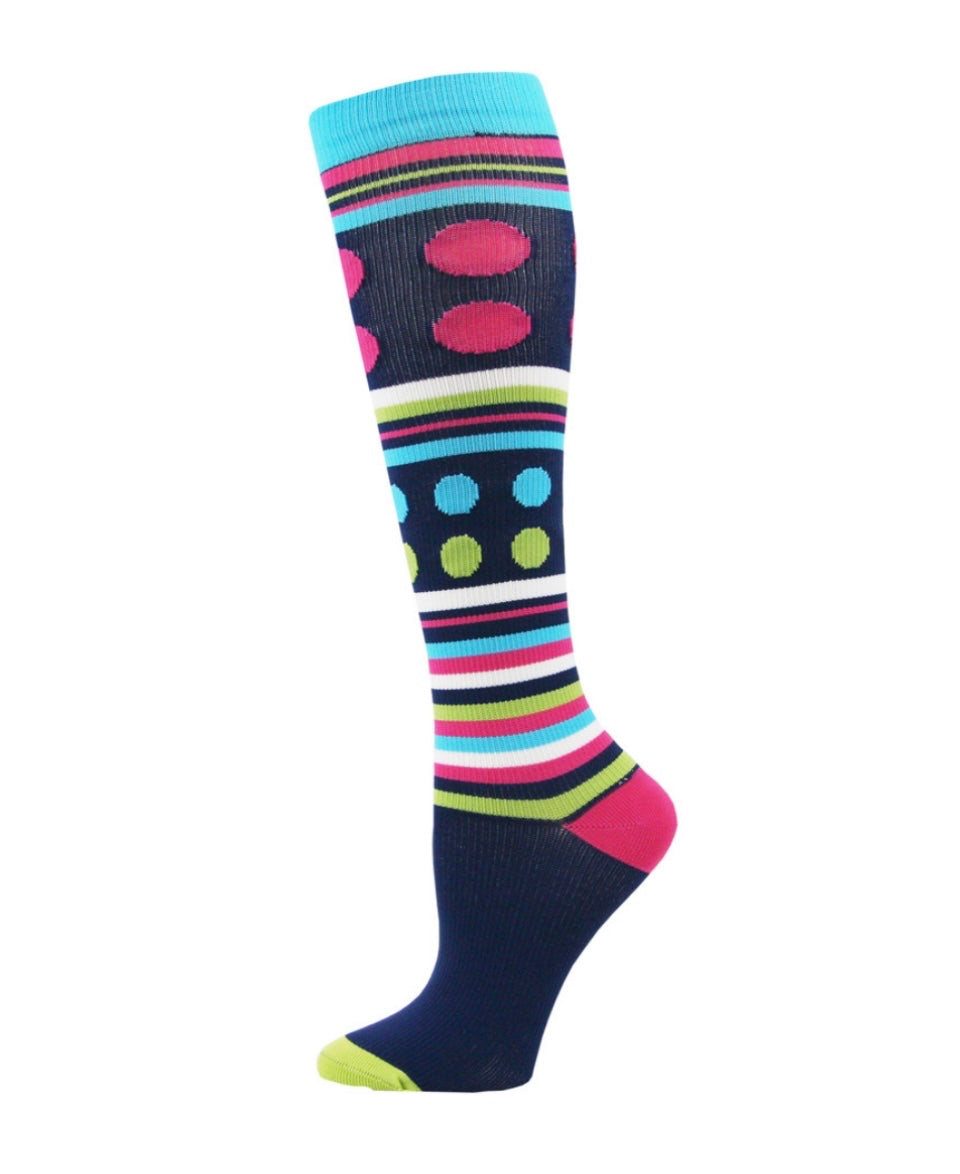 Premium Stripe & Dot Design Compression Sock
