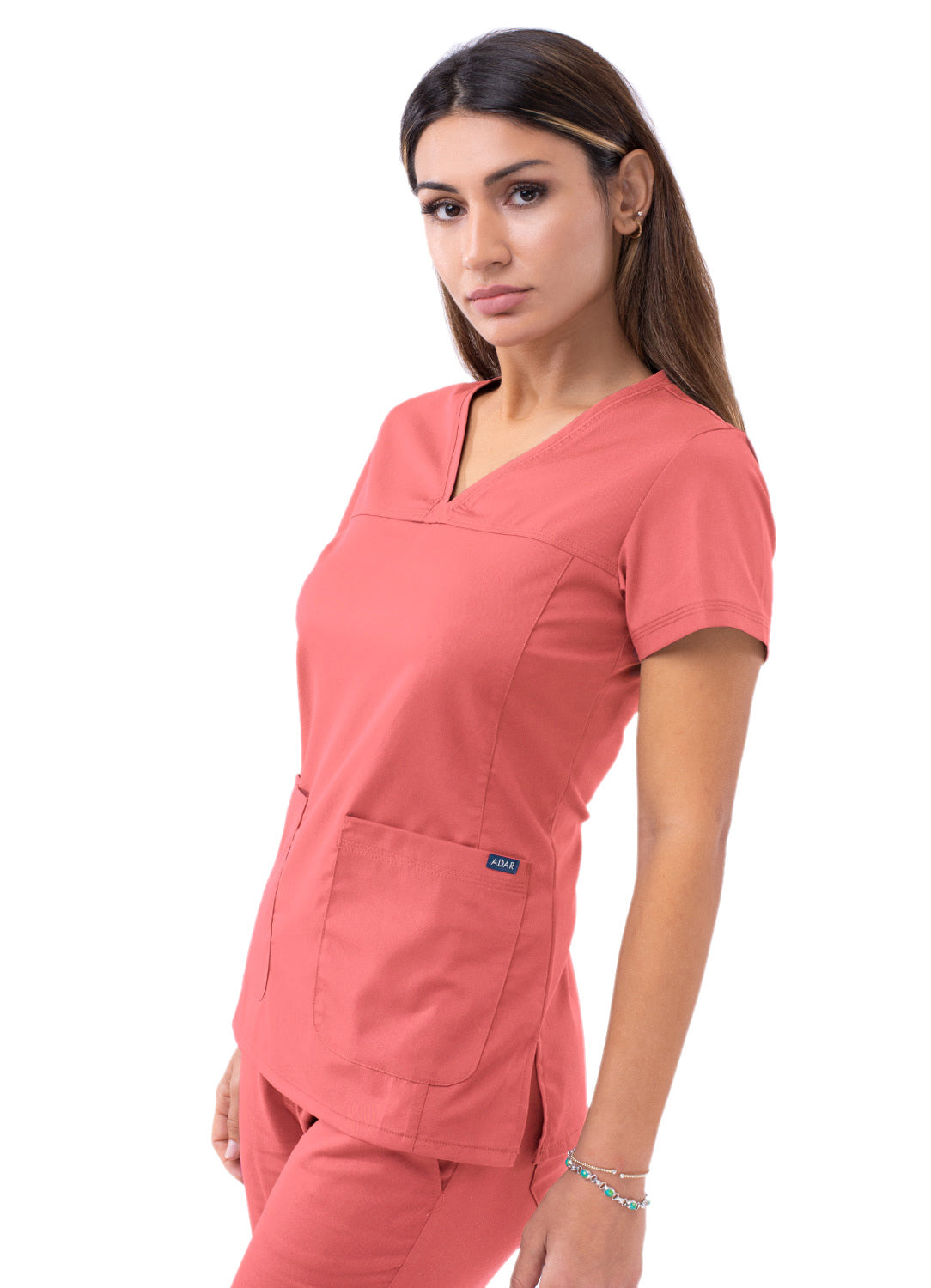 ADAR PRO WOMEN’S SWEETHEART V-NECK SCRUB TOP