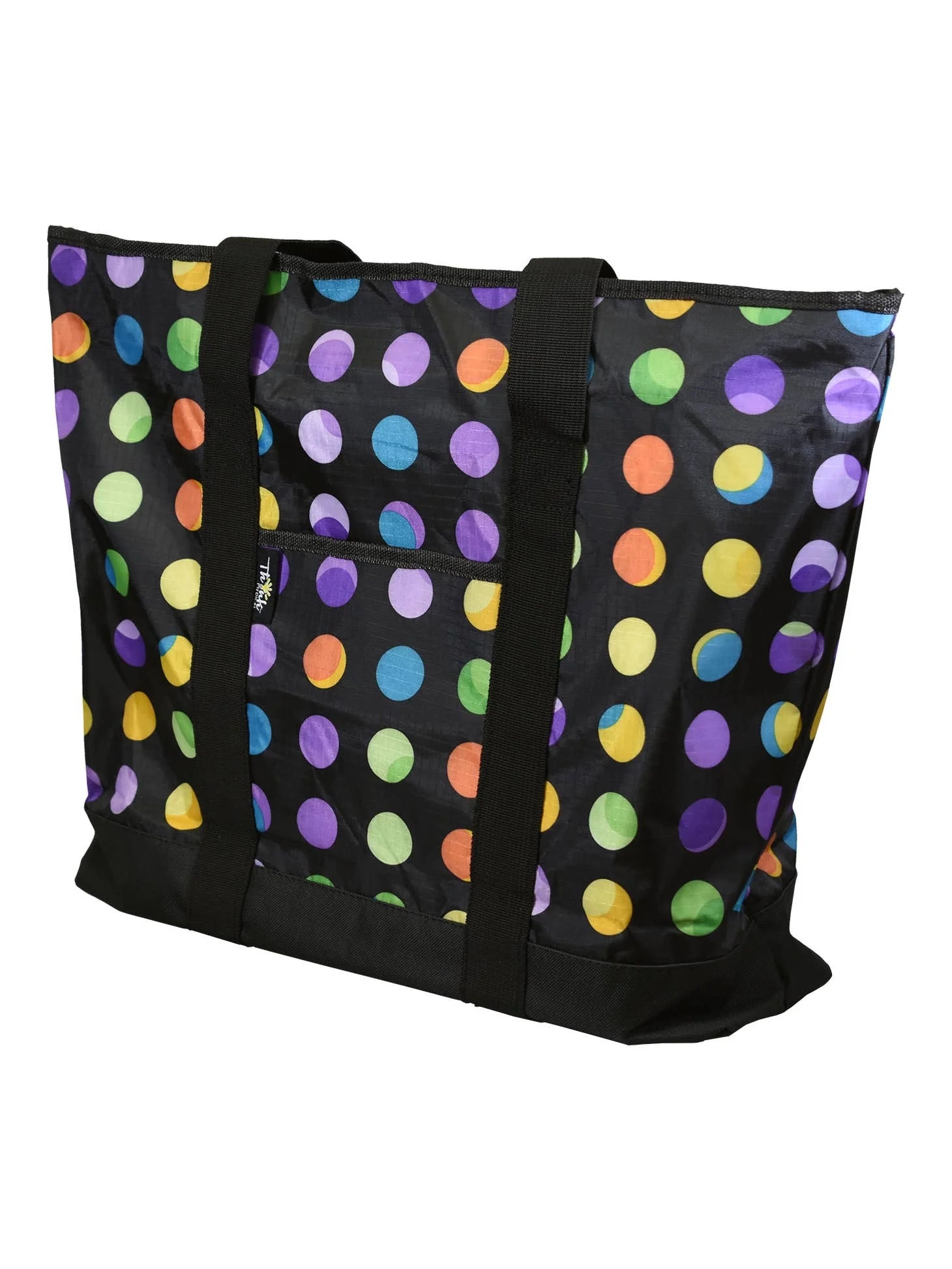 Fashion Print Utility Tote-Black Polka Dot