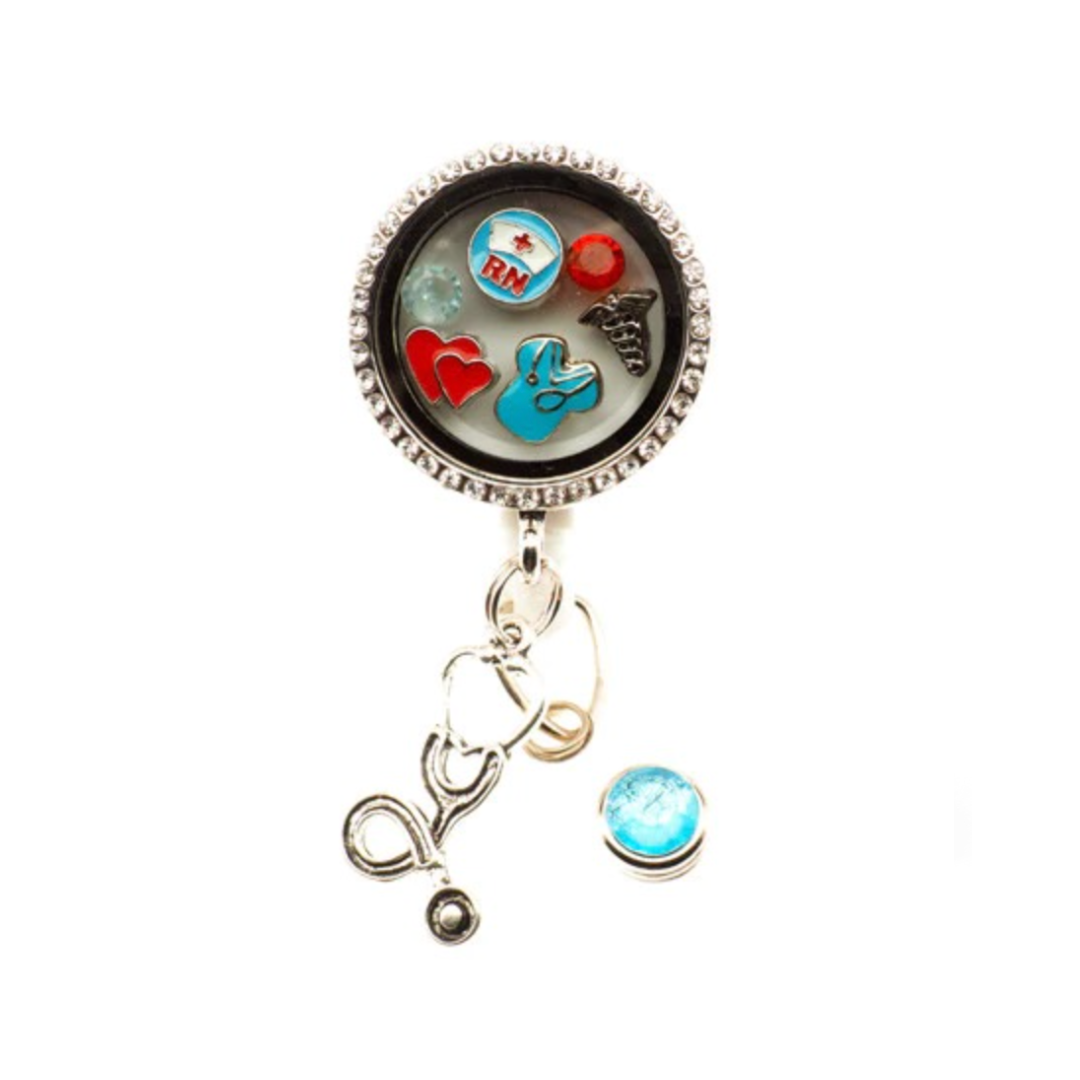 Nurses Rock Floating Charm Badge Reel