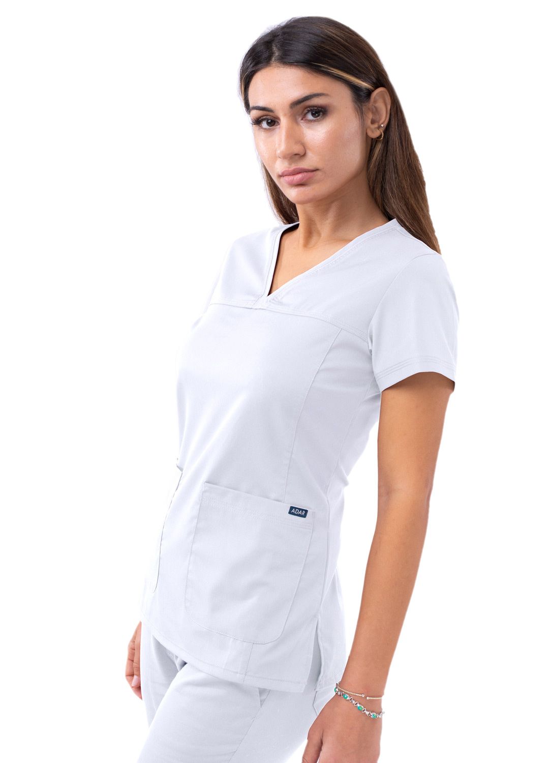 ADAR PRO WOMEN’S SWEETHEART V-NECK SCRUB TOP