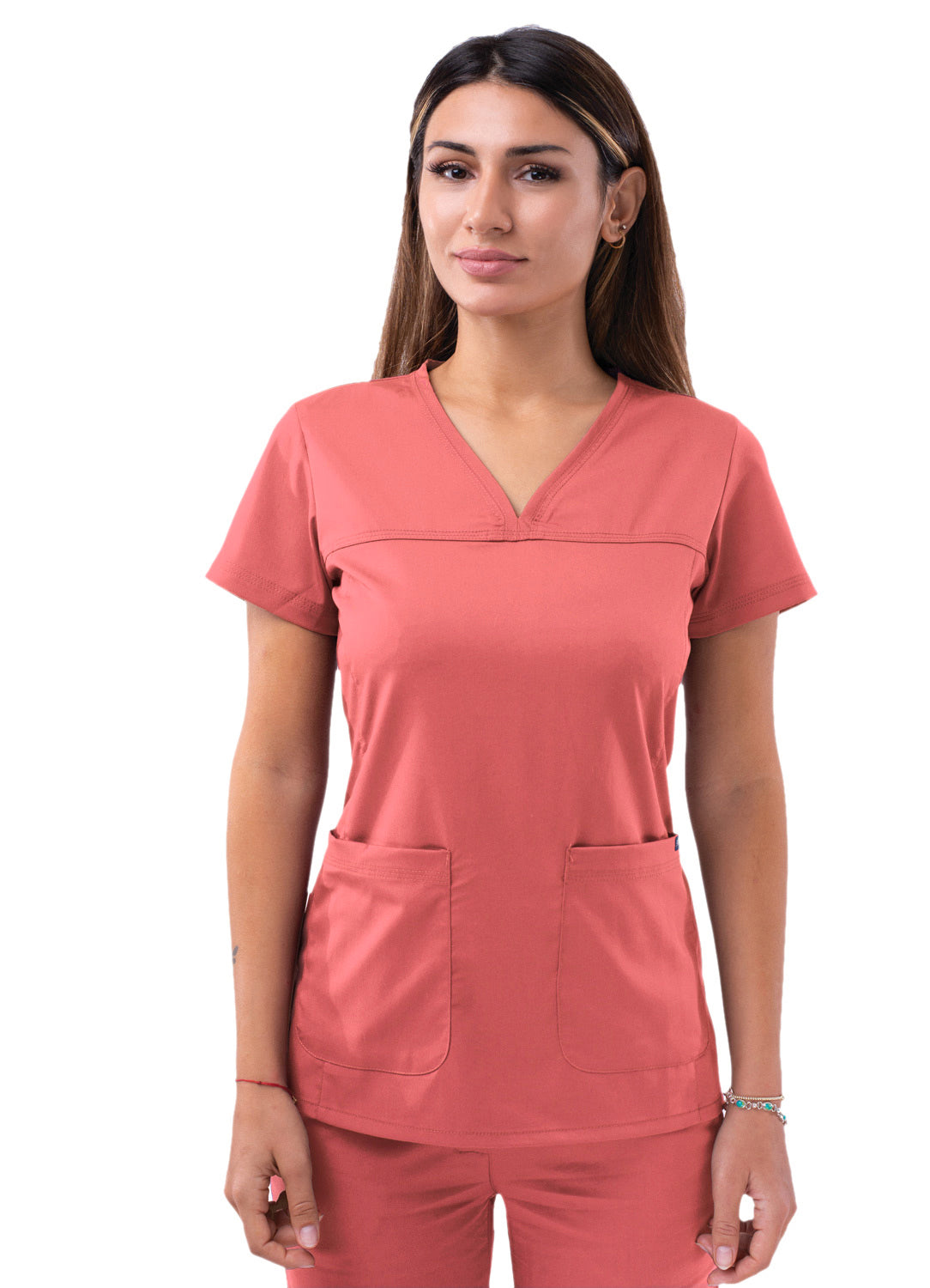 ADAR PRO WOMEN’S SWEETHEART V-NECK SCRUB TOP